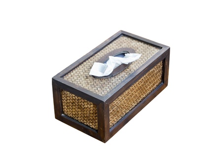 Tissue paper box made by basketry bamboo の写真素材