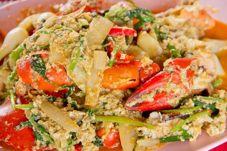 Thai cuisine,Fried crab with curry powderの写真素材