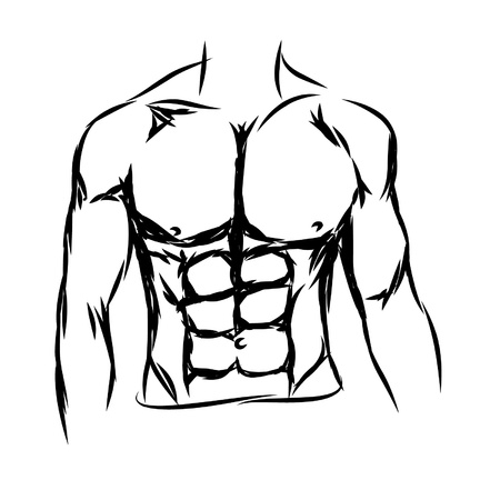 vector of of shirtless muscled fitness manのイラスト素材