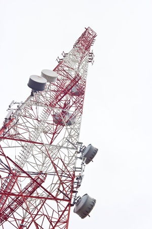 communication antenna tower isolated on whiteの写真素材
