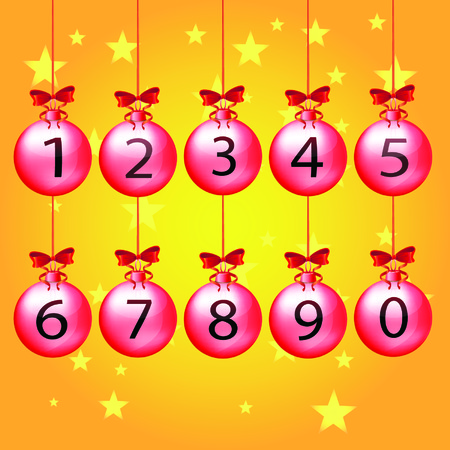 collection of numbers - red balls with knotのイラスト素材