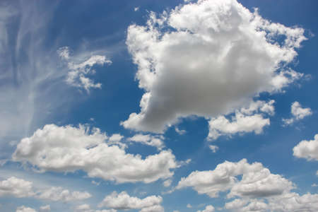 Many clouds in blue sky.