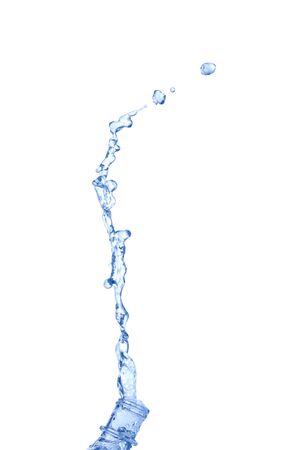 water splash from bottle isolated on white background, clipping path.の写真素材