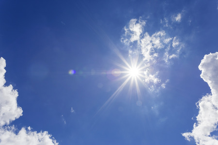 Blue sky with clouds and sun