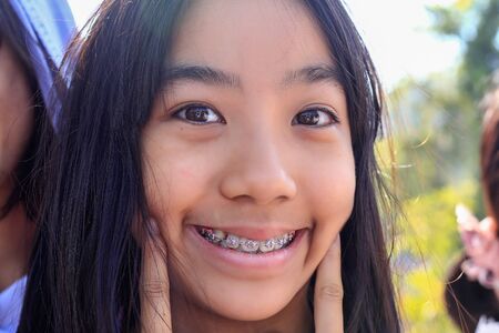 Portrait of Asian Girl, Close up face, Thai girl.