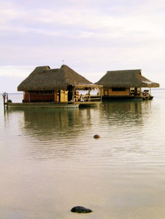 over water bungalow in bora bora のeditorial素材