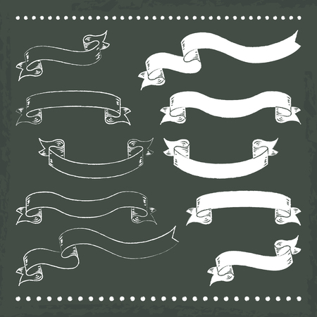 hand-drawn chalkboard bannersのイラスト素材