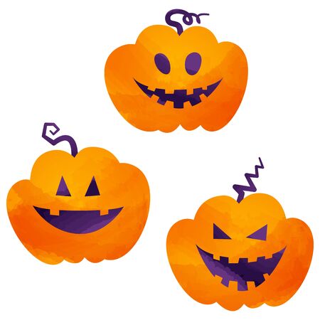 halloween icons by watercolor paint touchのイラスト素材