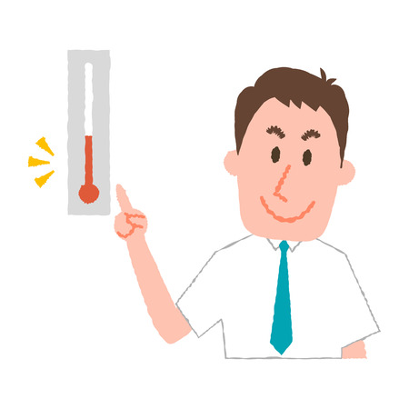 vector illustration of a businessman checking the temperatureのイラスト素材