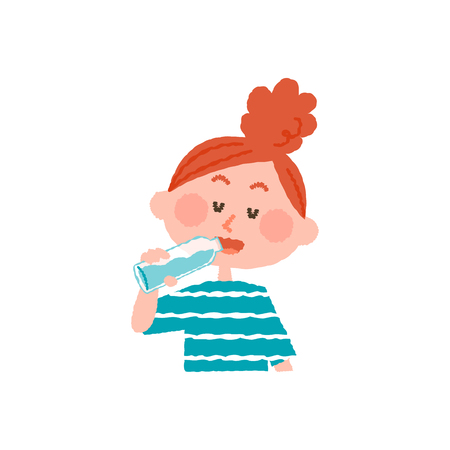 vector illustration of a woman drinking waterのイラスト素材
