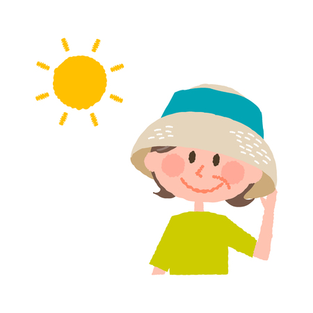vector illustration of an elder  woman wearing a hatのイラスト素材