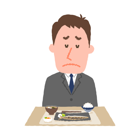 vector illustration of a businessman without appetiteのイラスト素材