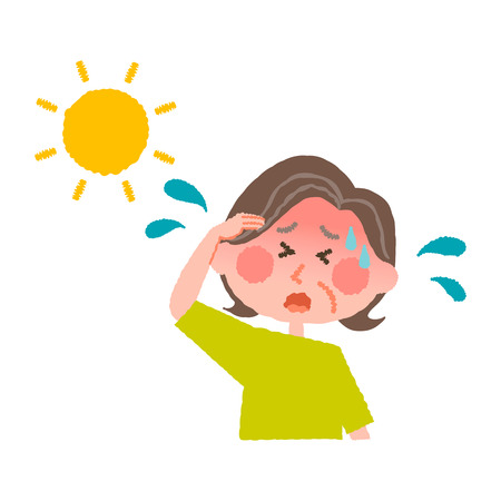 vector illustration of an elder woman with heatstrokeのイラスト素材