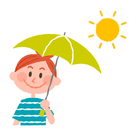 vector illustration of a woman holding a parasolのイラスト素材