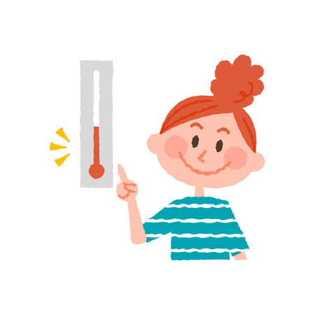 vector illustration of a woman checking the temperatureのイラスト素材