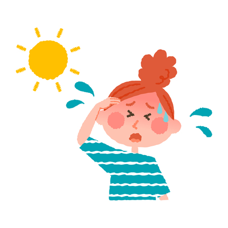 vector illustration of a woman with heatstrokeのイラスト素材