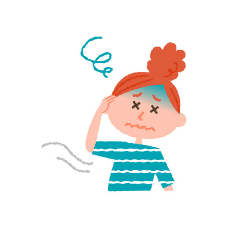 vector illustration of a woman feeling dizzyのイラスト素材