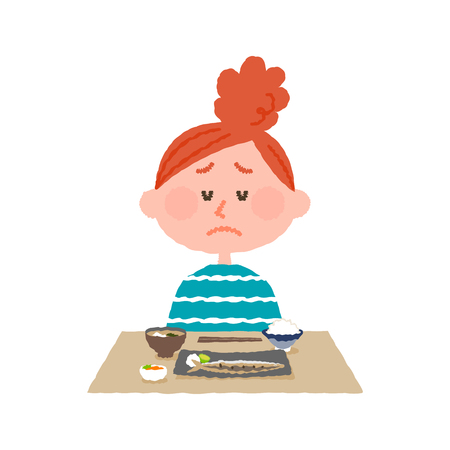 vector illustration of a woman without appetiteのイラスト素材
