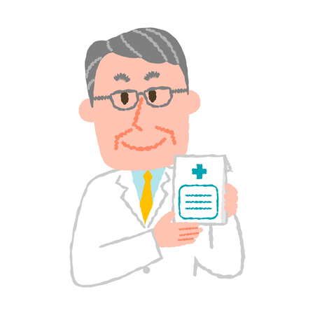 Vector illustration of an elderly male pharmacistのイラスト素材
