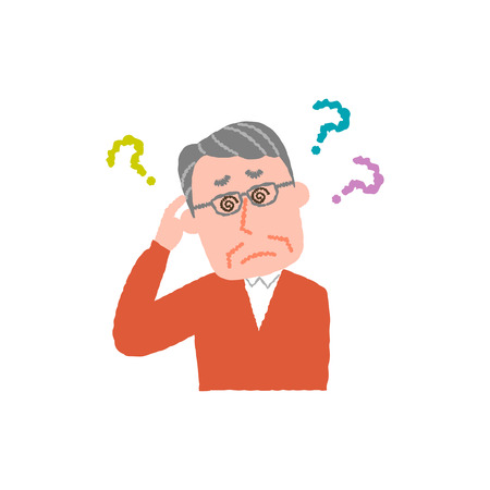 Vector illustration of an elderly man who have forgottenのイラスト素材