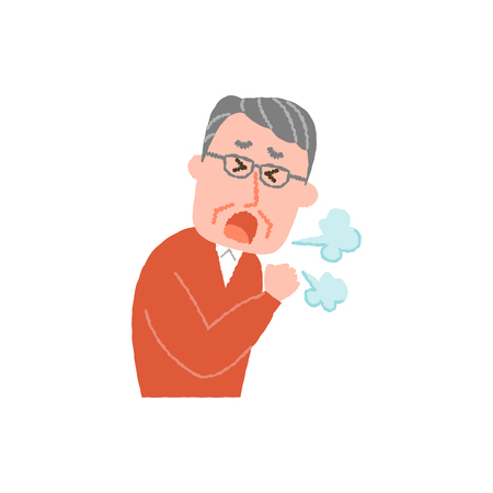 Vector illustration of an elderly man coughingのイラスト素材