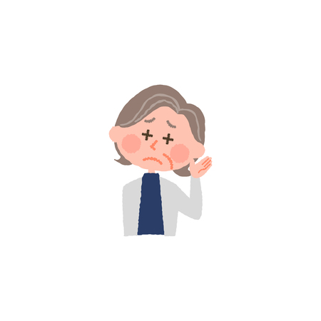 vector illustration of an elderly woman hard to hearのイラスト素材