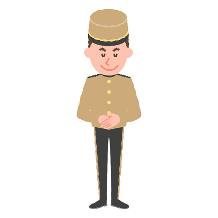 illustration of a hotel workerのイラスト素材