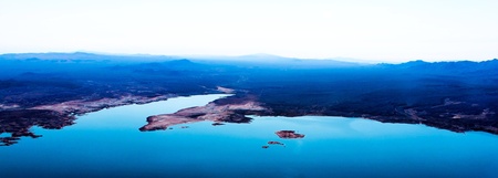 Taken in a helicopter. A view of lake mead waters  の素材