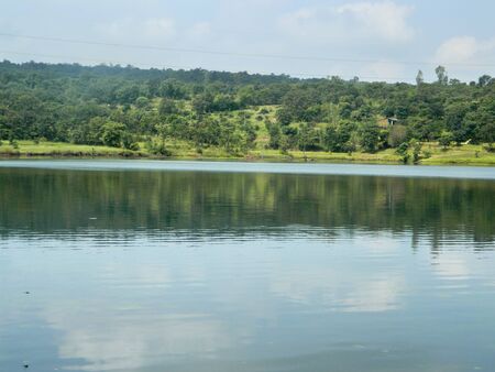 Beautiful lake filled with water landscapeの写真素材