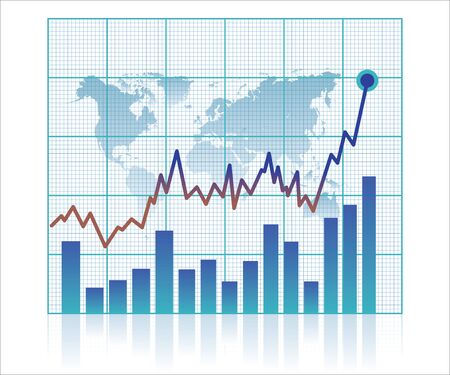 Business trading chart with ascending graph and growth linesのイラスト素材