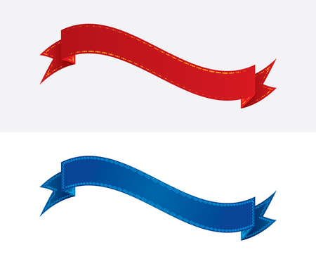 Modern simple ribbons of red and blue colorのイラスト素材