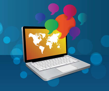 Speech bubble floating on laptopのイラスト素材