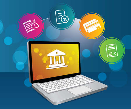 Laptop and online banking conceptのイラスト素材