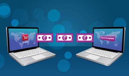 Laptop with money transfer conceptのイラスト素材