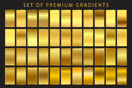 Gold gradients set. Set of gold gradients. Vector illustrationのイラスト素材
