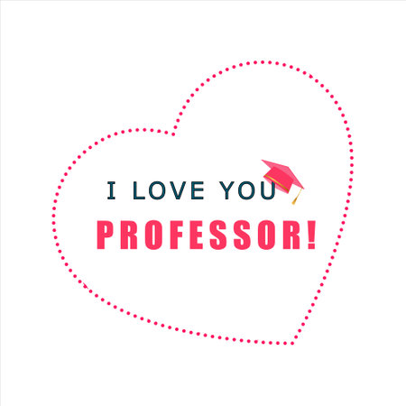 I LOVE YOU PROFESSOR Lettering Vector. Love Confess Romantic Wording Illustration for Poster, Card, Valentine's Day, Wedding. Love You Quote, Red Heart. Print for Tee, T-shirt.のイラスト素材