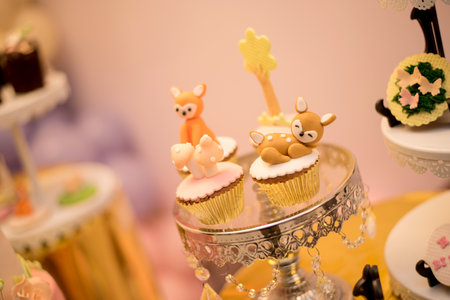 Fox birthday cupcakesの写真素材