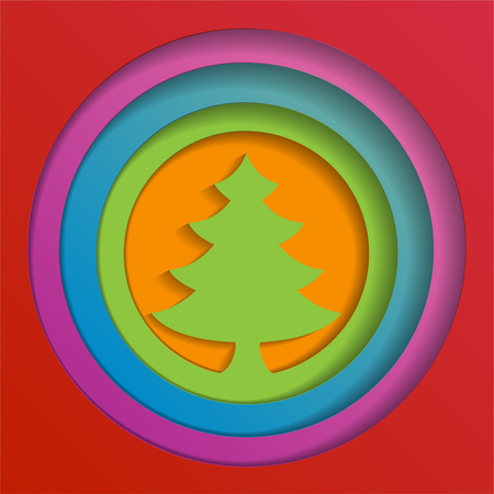 Creative paper abstract christmas tree background, eps10 vector illustration.のイラスト素材