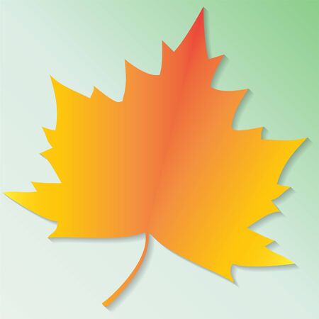 Maple leaves colorful flat vector icon. Autumn background, cutout paper frame of yellow maple leave.のイラスト素材