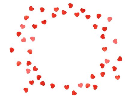 Greeting card or photo frame valentines day, heart on a white background. Valentines Day. Flat lay, top viewの写真素材