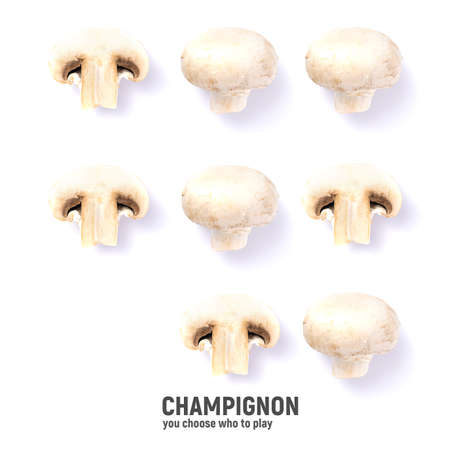 Champignon mushrooms, isolated on a white background.の写真素材