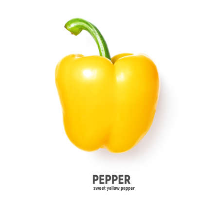 Yellow sweet pepper isolated on white background. Top viewの写真素材