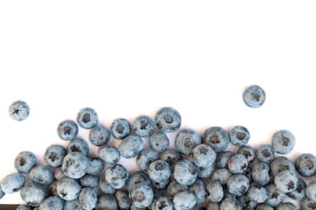 Blueberries ripe and tasty on a white background. Top view.の写真素材
