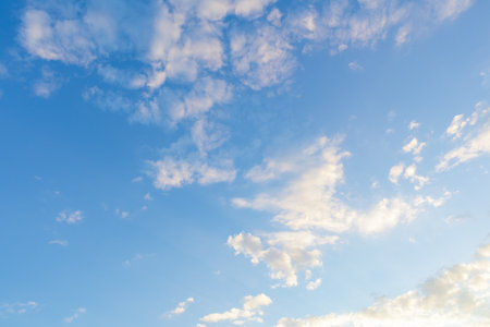 Summer blue sky with white beauty clouds.の写真素材
