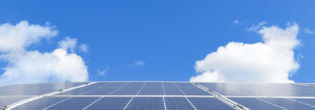 Solar panels on the sky background. Clean green energy concept