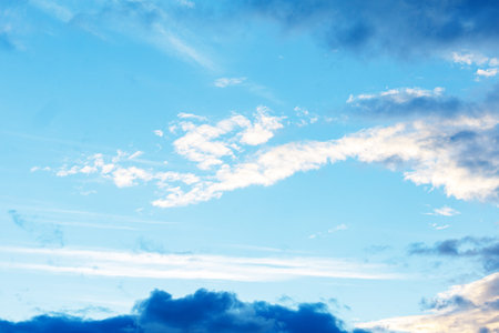 Summer blue sky with white beauty clouds in Sunset