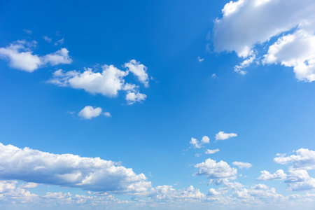 Summer blue sky with white beauty clouds.の写真素材