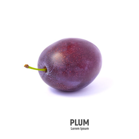 Ripe juicy plum isolated on white background. Close upの写真素材