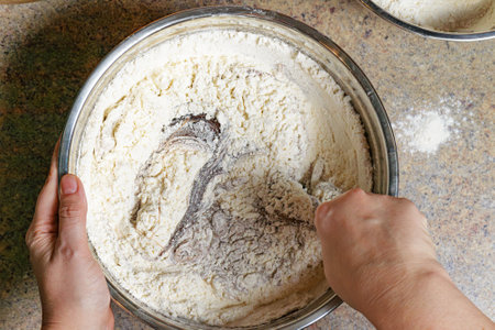 Dough making for gingerbread cookies.の写真素材