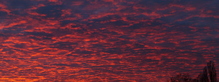 Cloudy sunset with gentle colorful clouds.